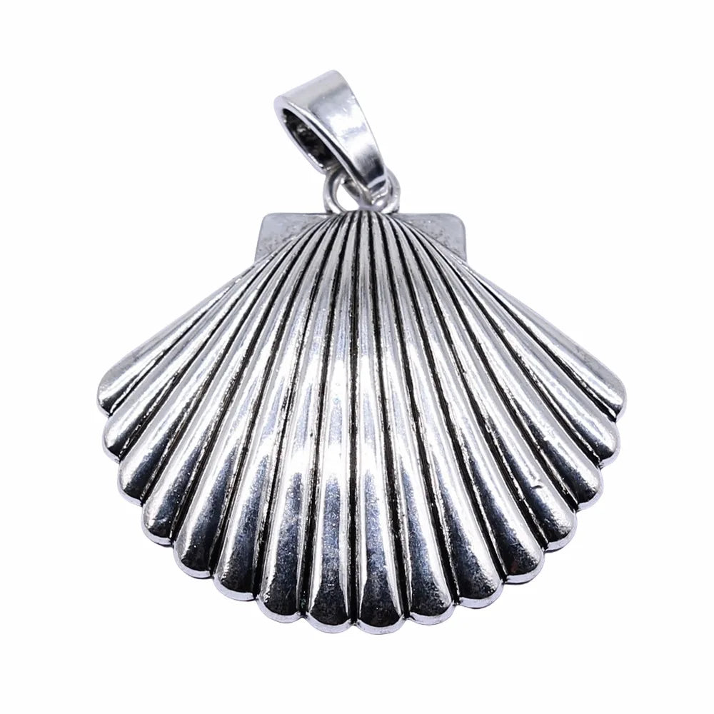 55x55mm 18.4g Antique Silver Zinc Alloy Shell Charm Pendant for DIY Necklace Bracelet Making