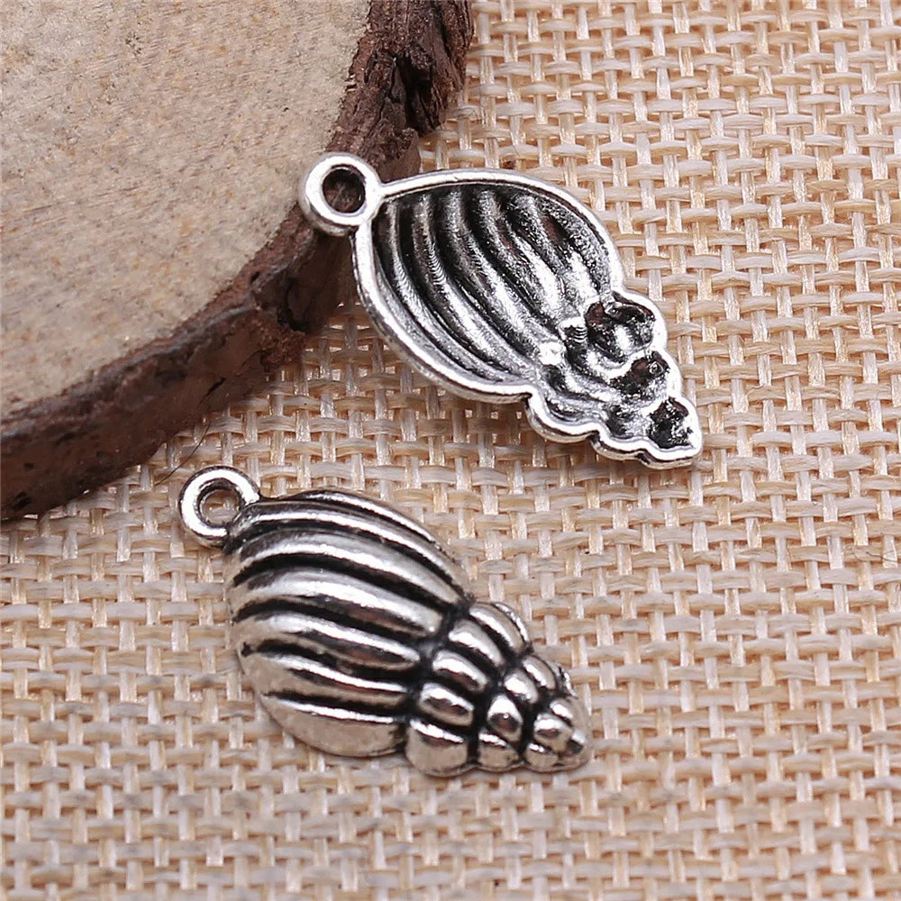 25x13mm 1.9g Antique Silver Zinc Alloy Conch Shell Charm Pendant for DIY Necklace Jewelry Making