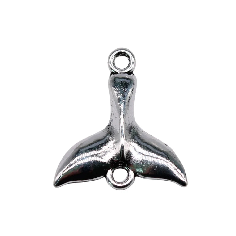 20x18mm 0.79g Antique Silver Zinc Alloy Whale Tail Connector Charm for DIY Bracelet Necklace Making
