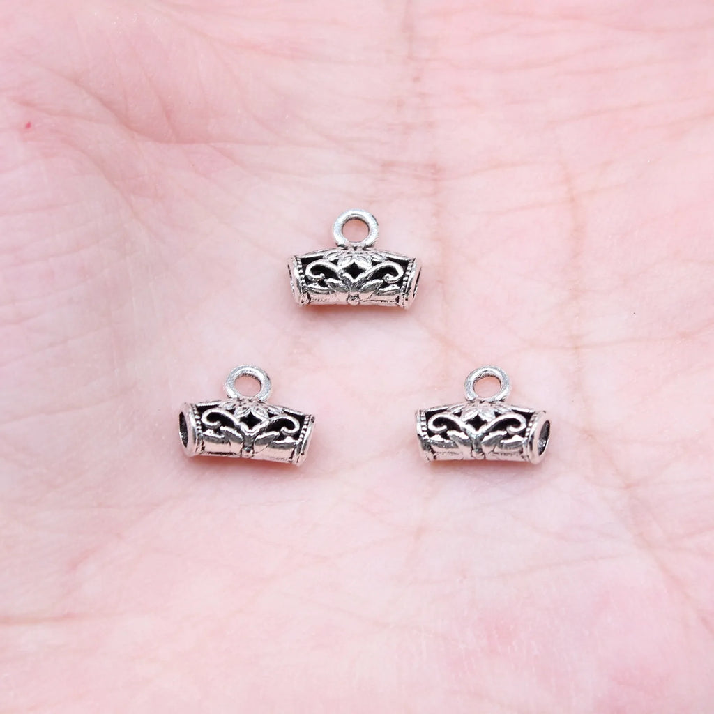 8x10mm 0.35g Multi Color Zinc Alloy Hollow Pattern Three Way Bail Connector for DIY Necklace Bracelet