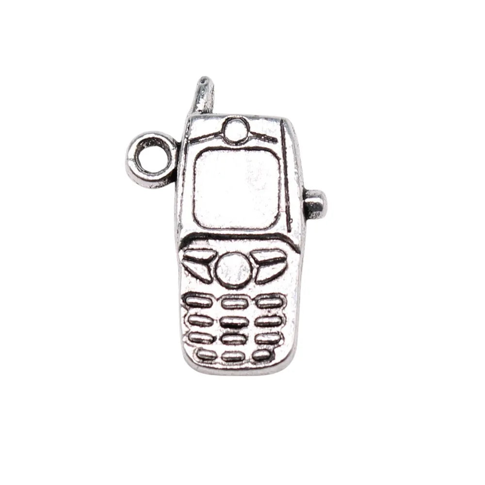 24x16mm 1.9g Multicolor Zinc Alloy Mobile Phone Charm Pendant for DIY Necklace Bracelet Making
