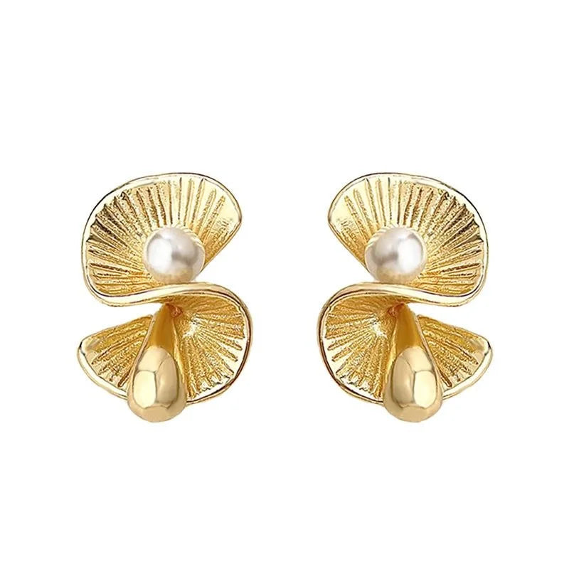Designer Irregular Geometric Twisted 14K Plated Copper Drop Earrings For Women