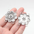 38x35mm 4.4g Antique Silver Zinc Alloy Four-Hole Connector Charm for Body Chain Waist Chain Making