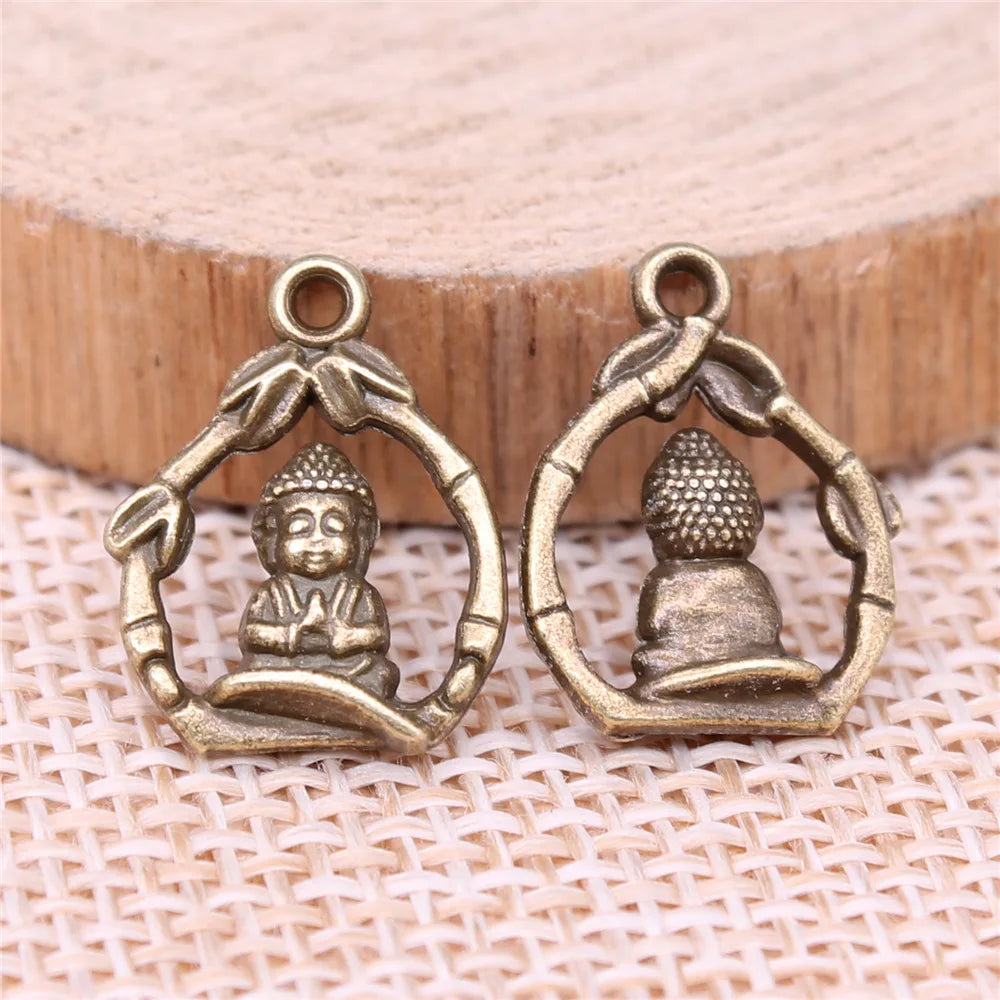 16x12mm 1.1g Multicolor Zinc Alloy Buddha Statue Charm Pendant for DIY Necklace Bracelet Making