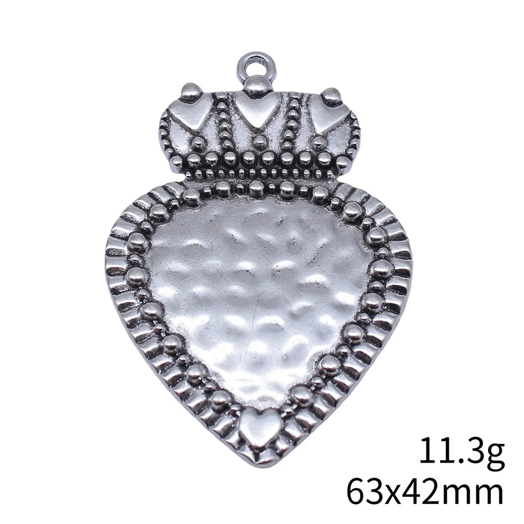 63x42mm 11.3g Antique Silver Zinc Alloy Crown Heart Charm Pendant for DIY Necklace Bracelet Making