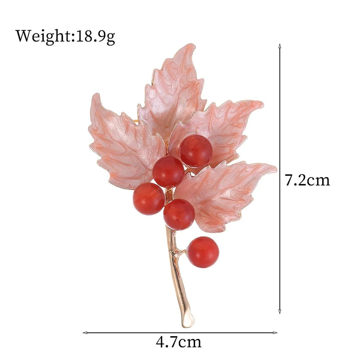 Vintage Alloy Maple Leaf Brooch With Red Berries, Elegant Autumn Leaf Lapel Pin Suit Accessory Gift