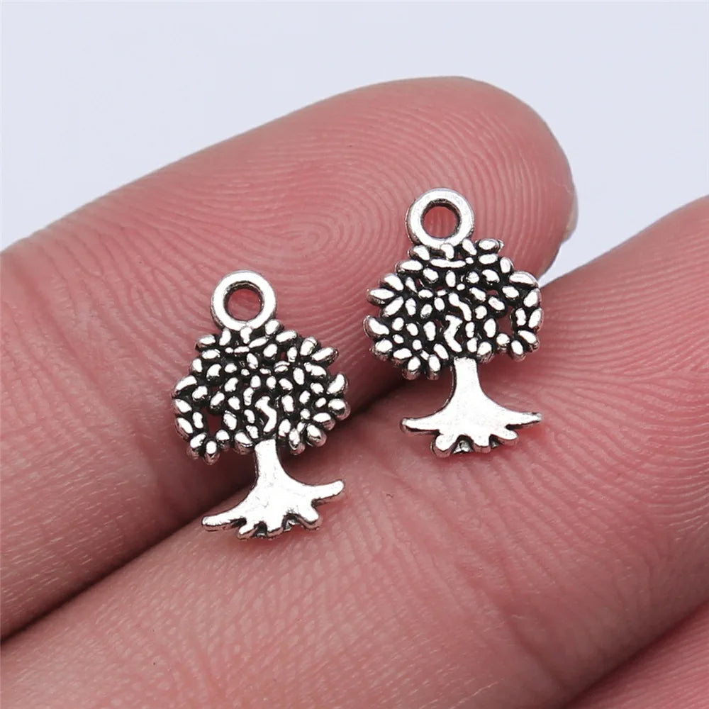 13x8mm 0.4g Antique Silver Zinc Alloy Tree Charm Pendant for DIY Necklace Bracelet Jewelry Making