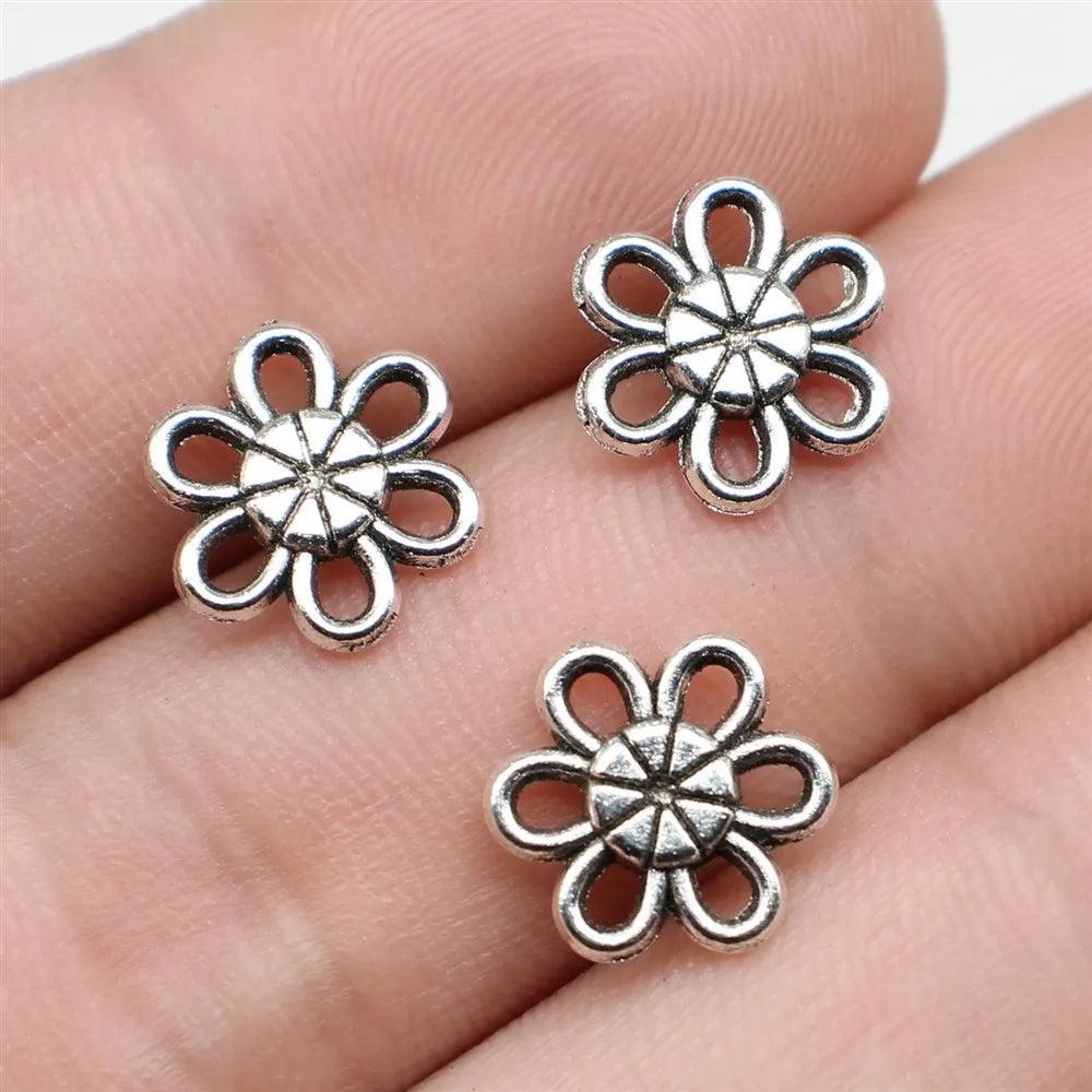 10mm 0.5g Multi Color Zinc Alloy Small Flower Connector Charm for DIY Bracelet Necklace Making