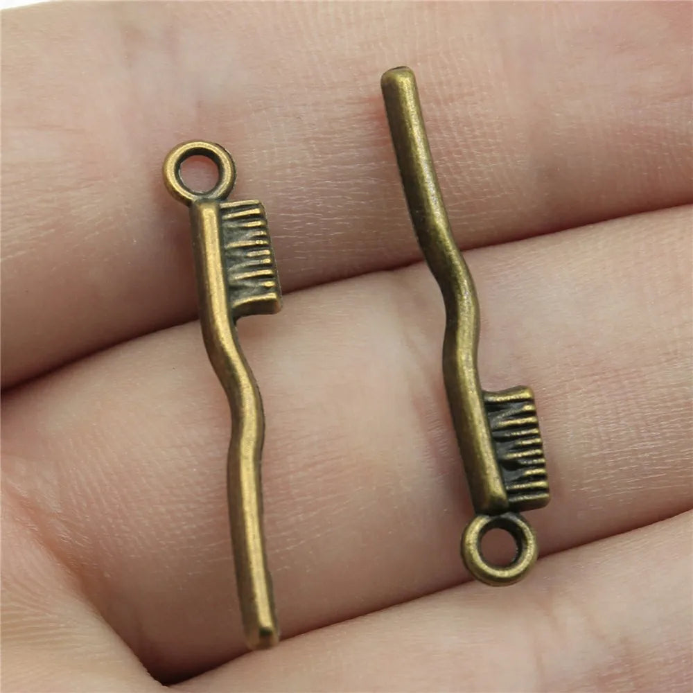 29x13mm 1.2g Multicolor Zinc Alloy Toothbrush Charm Pendant for DIY Bracelet Necklace Jewelry Making