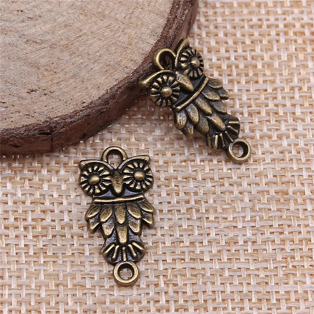 21x11mm 1g Multicolor Zinc Alloy Owl Cat Connector Charm for DIY Bracelet Necklace Jewelry Making