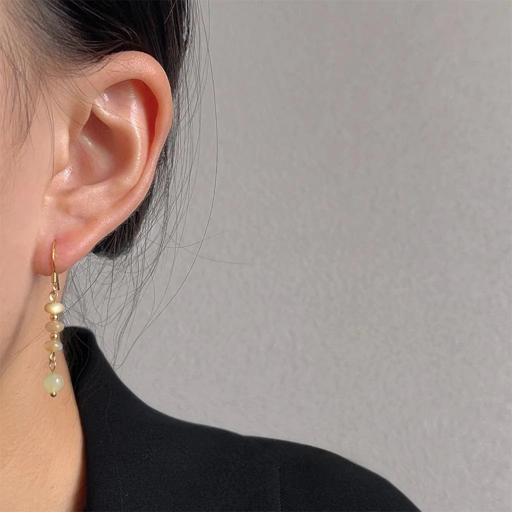Fresh Forest Style Shell Tassel Drop Earrings Handmade Geometric Silver Plated Vintage Jewelry