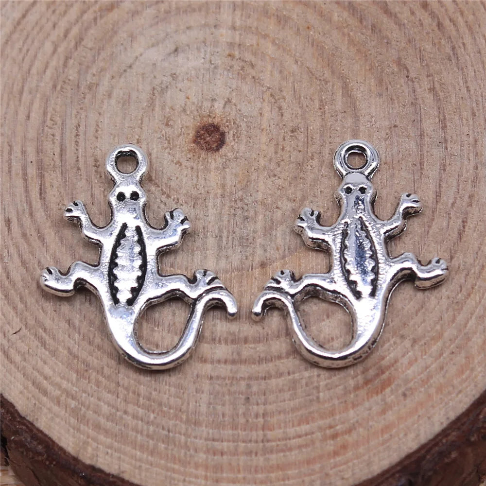 12x18mm 0.9g Antique Silver Zinc Alloy Lizard Charm Pendant for DIY Necklace Bracelet Jewelry Making