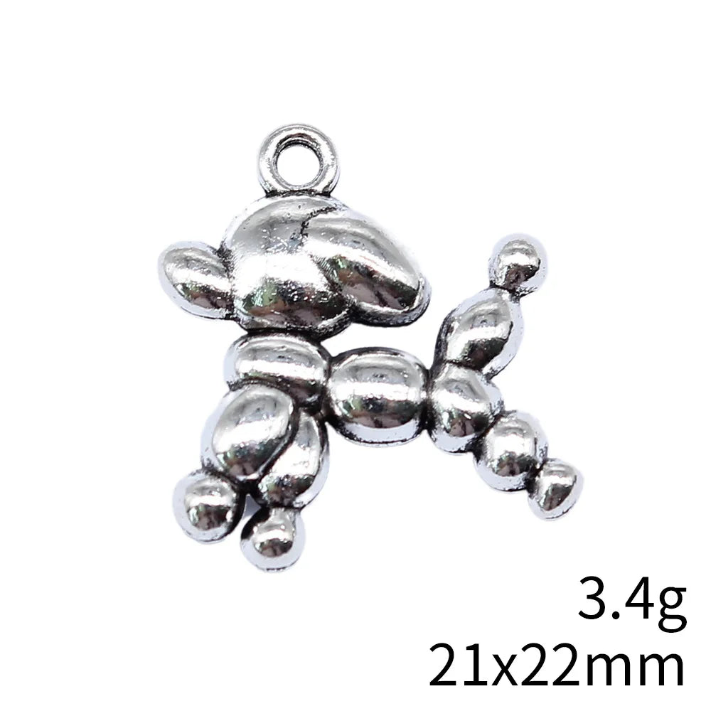 21x22mm 3.4g Antique Silver Zinc Alloy Balloon Dog Charm Pendant for DIY Necklace Bracelet Making