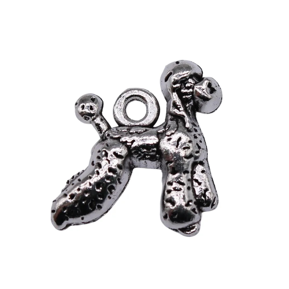 21x18mm 2.39g Antique Silver Zinc Alloy Poodle Dog Charm Pendant for DIY Jewelry Making