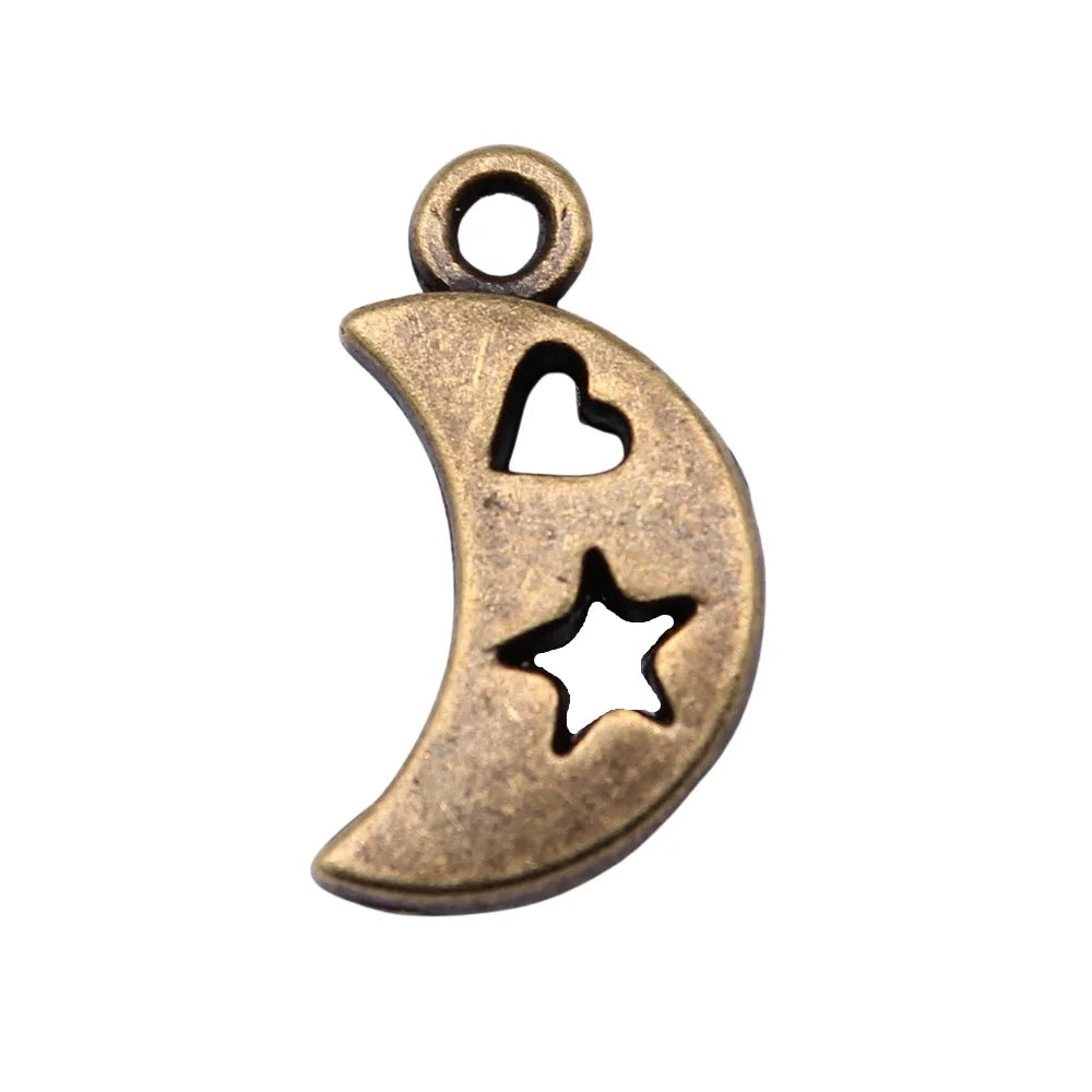 9x17mm 1.3g Multicolor Zinc Alloy Heart Moon Star Charm Pendant for DIY Jewelry Making