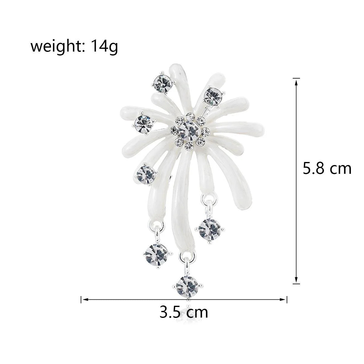 Elegant Firework Flower Brooch With Mother Of Pearl Petals And Rhinestone Tassels, Luxury Lapel Pin Gift