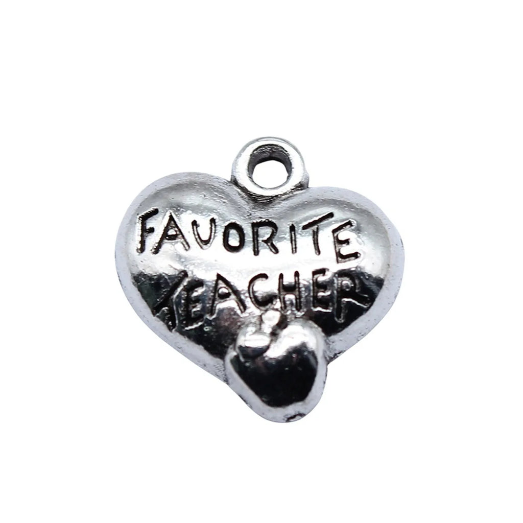 16x15mm 1.3g Antique Silver Zinc Alloy Favorite Teacher Apple Charm Pendant for DIY Jewelry Making