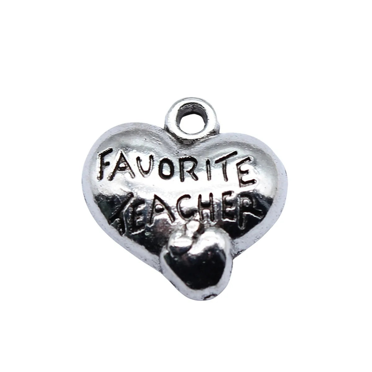 16x15mm 1.3g Antique Silver Zinc Alloy Favorite Teacher Apple Charm Pendant for DIY Jewelry Making