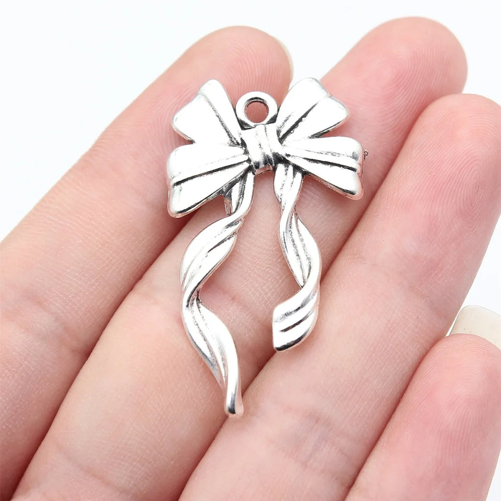 41x23mm 3.1g Antique Silver Zinc Alloy Bowknot Butterfly Charm Pendant for DIY Necklace Bracelet Jewelry Making