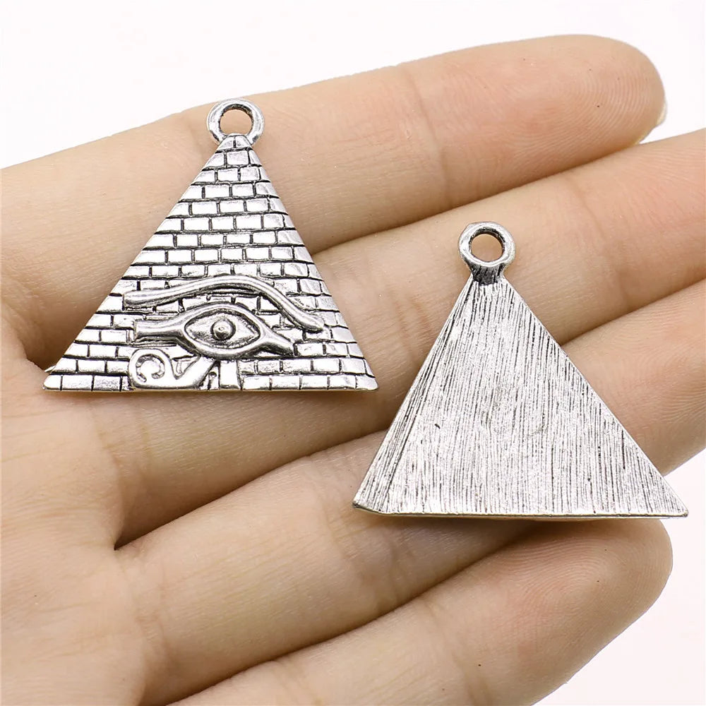 30x32mm 3.8g Multicolor Zinc Alloy Pyramid Horus Eye Charm Pendant for DIY Jewelry Making