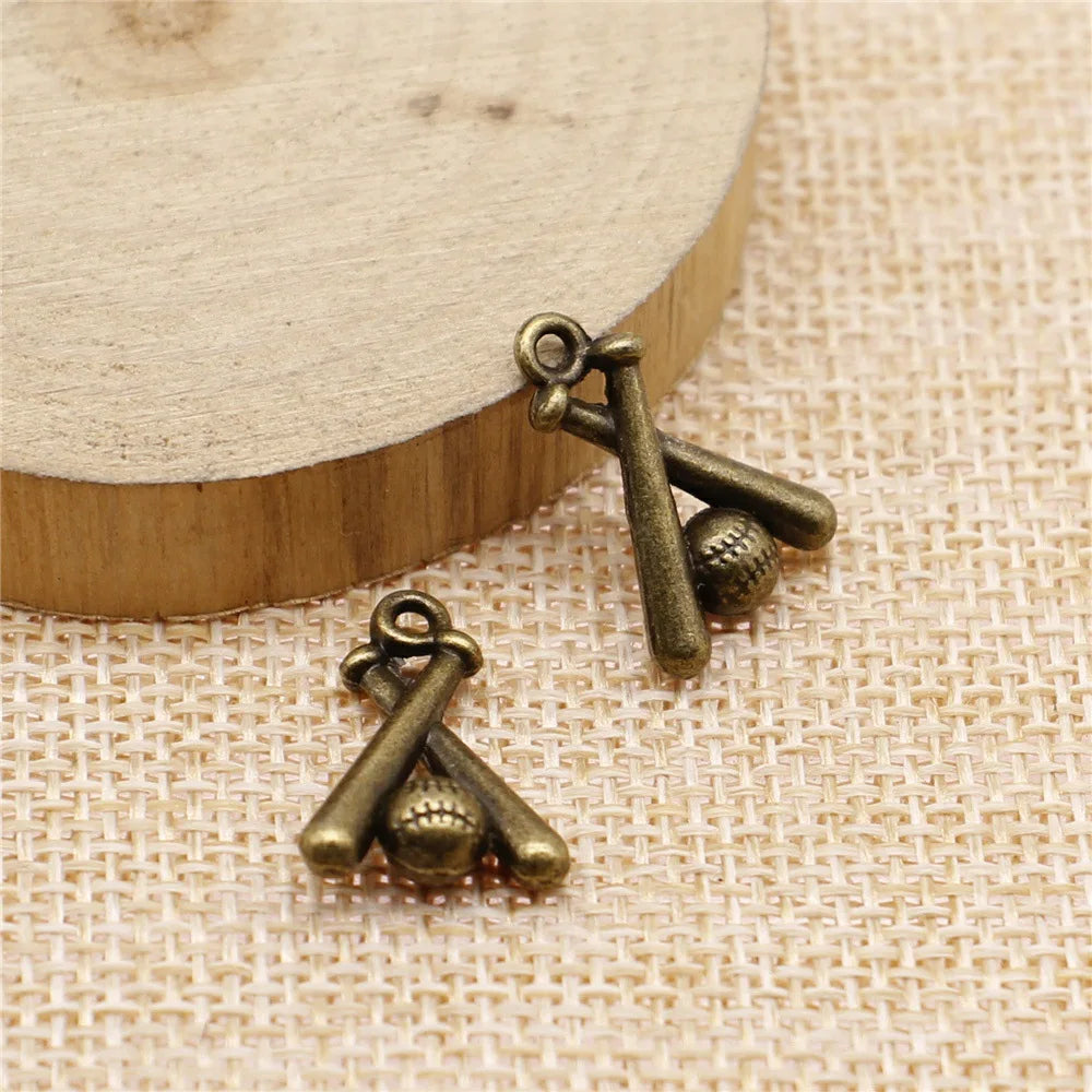 19x13mm 1.7g Multicolor Zinc Alloy Baseball Charm Pendant for DIY Sports Bracelet Necklace Making