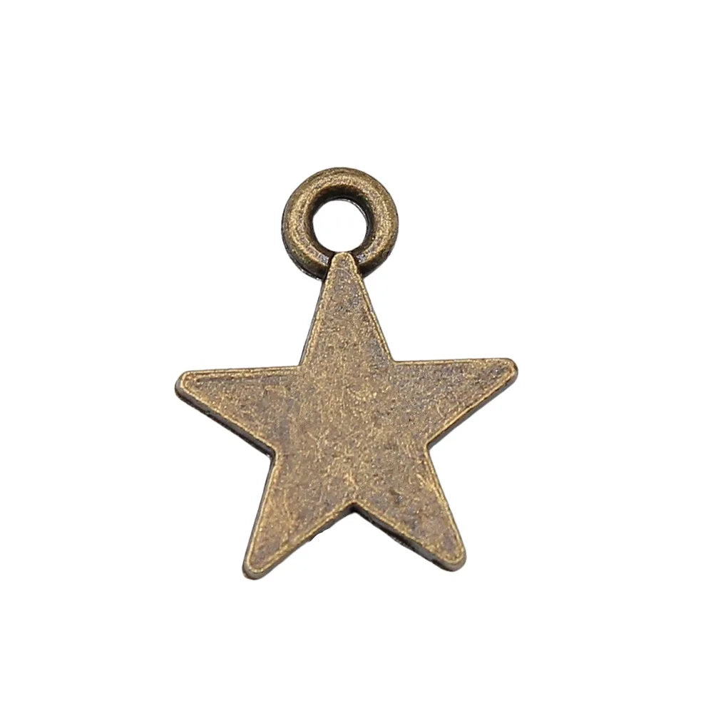 15x12mm 0.7g Antique Bronze Zinc Alloy Star Charm Pendant for DIY Necklace Bracelet Jewelry Making