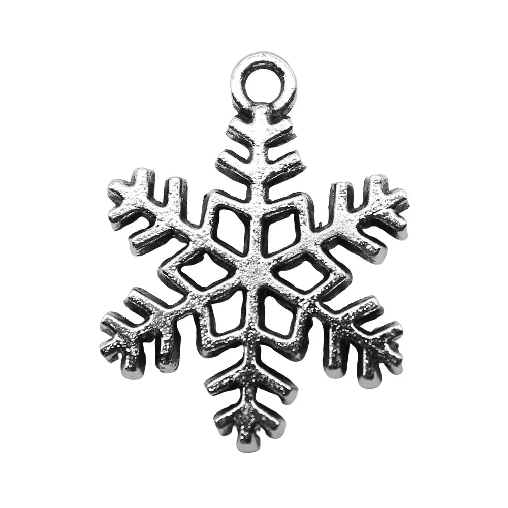 17x22mm 1.6g Antique Silver Zinc Alloy Christmas Snowflake Charm Pendant for DIY Necklace Making