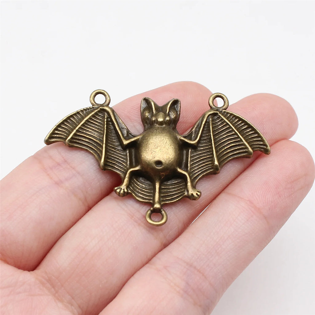 30x48mm 5.1g Multicolor Zinc Alloy Bat Connector Charm for DIY Halloween Necklace Bracelet Making