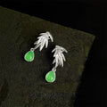 Vintage Silver Plated Copper Bamboo Leaf Drop Earrings New Chinese Ethnic Style Jewelry