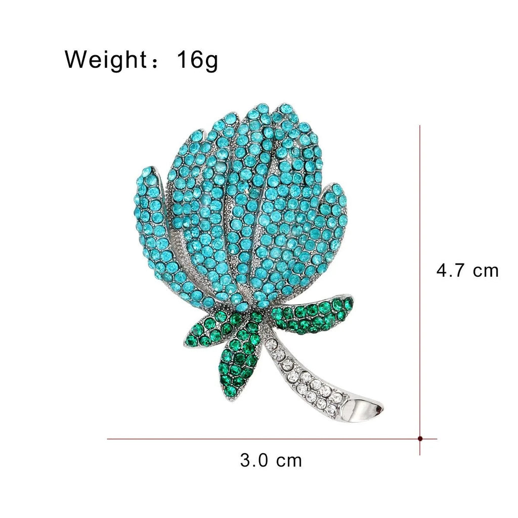 Luxury Tulip Flower Rhinestone Brooch, Elegant Alloy Crystal Lapel Pin Corsage Suit Accessory Gift