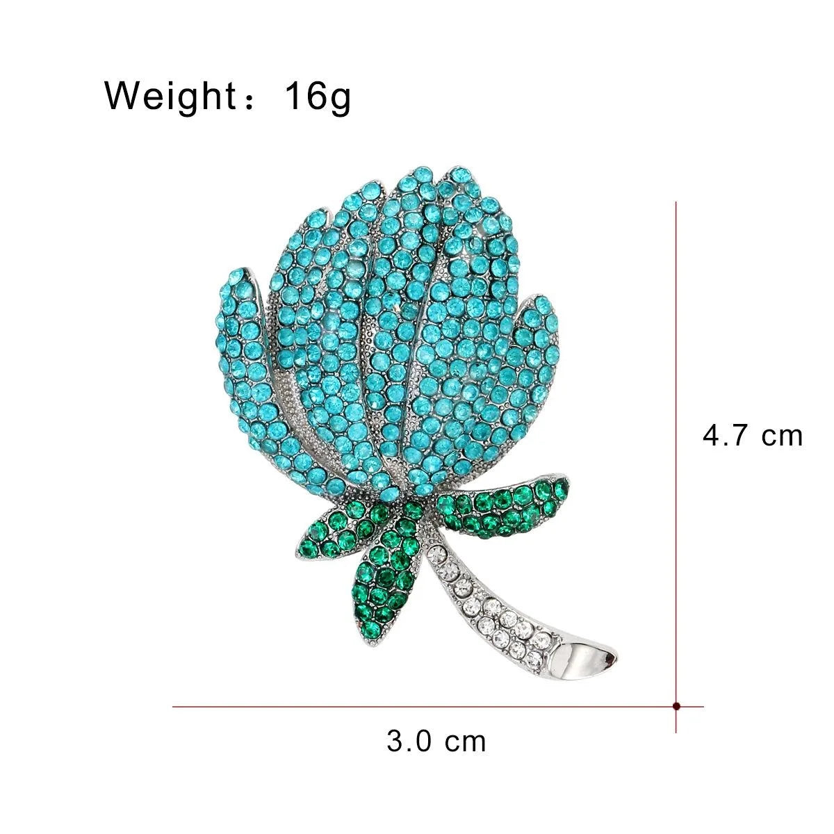 Luxury Tulip Flower Rhinestone Brooch, Elegant Alloy Crystal Lapel Pin Corsage Suit Accessory Gift