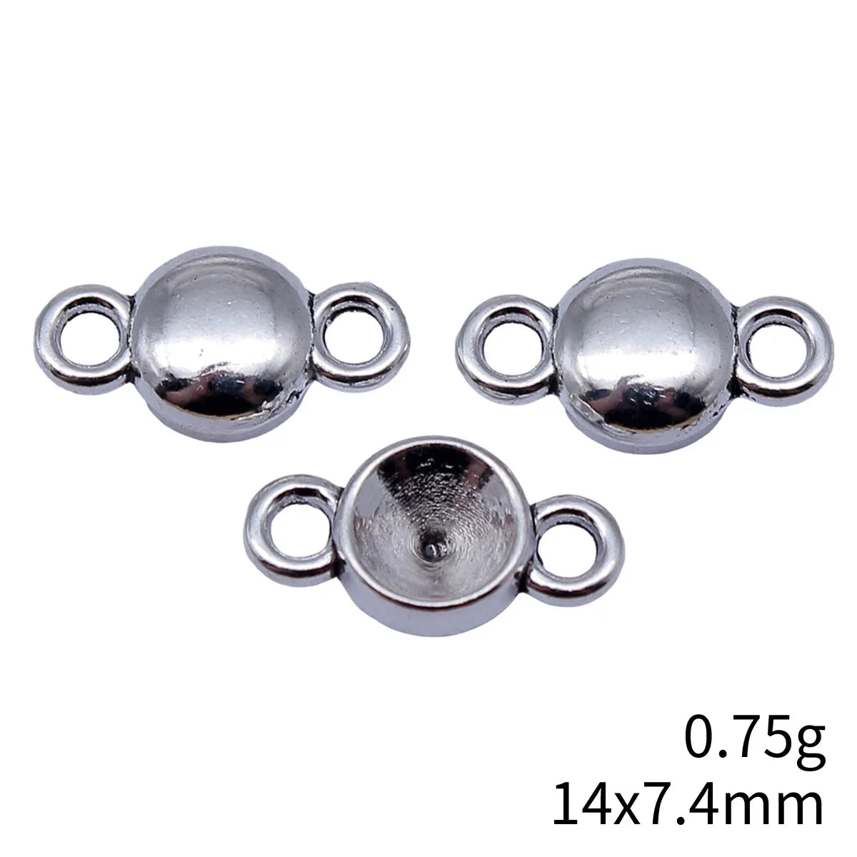 14x7.4mm 0.75g Antique Silver Zinc Alloy Rhinestone Setting Connector Charm for DIY Jewelry Making