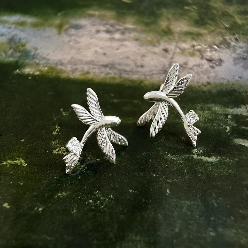 Flying Fish Carp Micro Pave Zircon Copper Stud Earrings Fashion Luxury Style