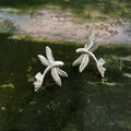 Flying Fish Carp Micro Pave Zircon Copper Stud Earrings Fashion Luxury Style