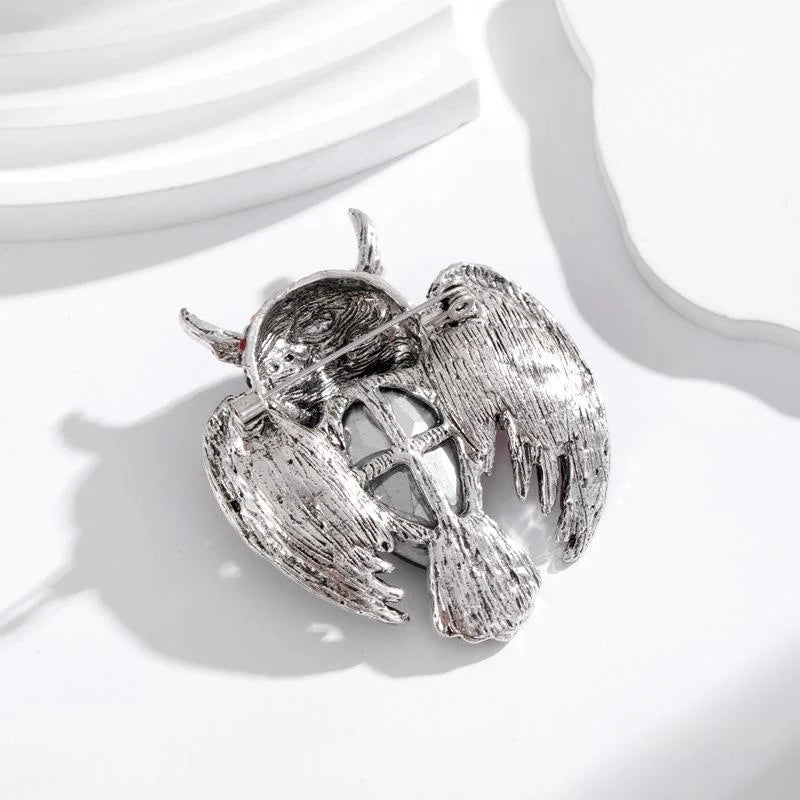 Luxury Rhinestone Crystal Owl Brooch With Spread Wings, Elegant Animal Lapel Pin Corsage Gift