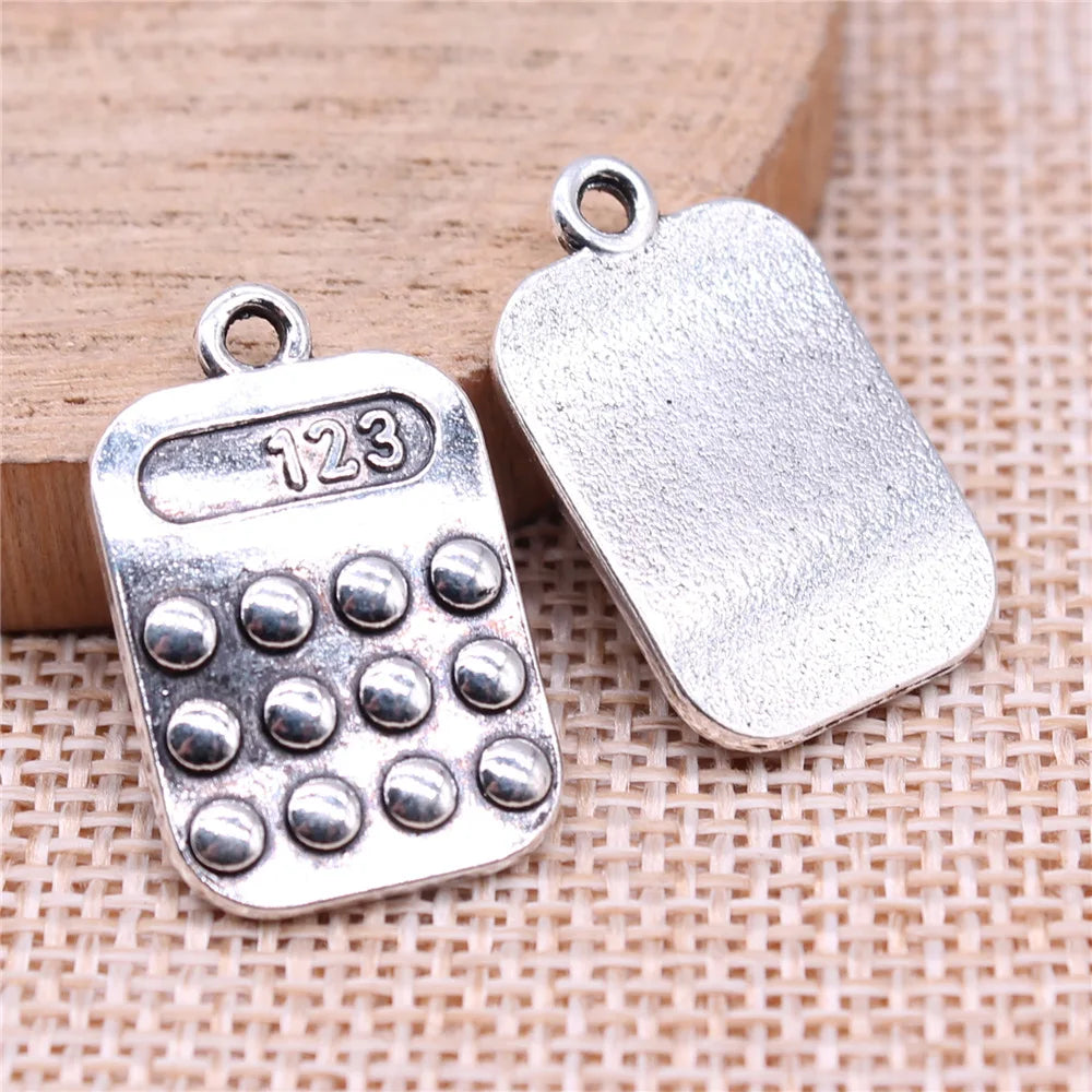24x15mm 3.3g Antique Silver Zinc Alloy Calculator Charm Pendant for DIY Bracelet Necklace Making