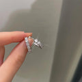 Silver Tone Copper Geometric Hoop Earrings With Micro Pave Zircon Light Luxury Fashion Jewelry