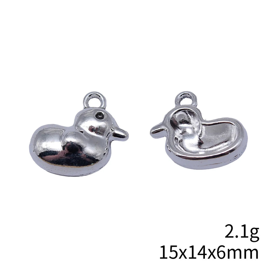 15x14x6mm 2.1g Antique Silver Zinc Alloy Cute Duck Charm Pendant for Necklace Bracelet Making