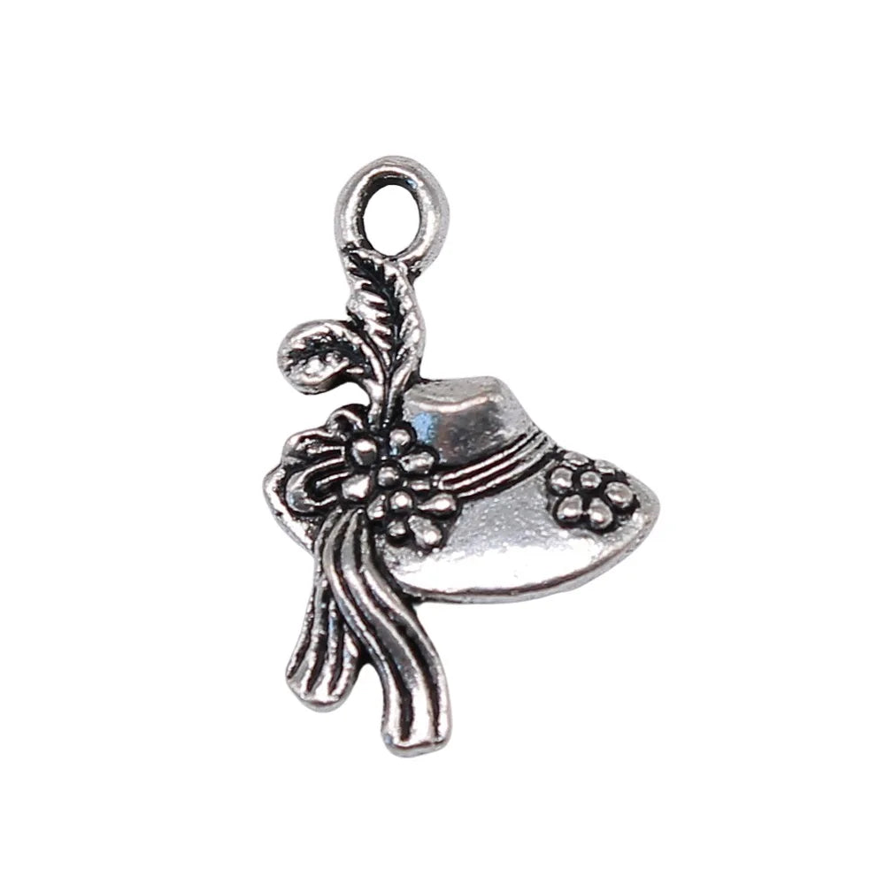 22x14mm 1g Antique Silver Zinc Alloy Top Hat Charm Pendant for DIY Vintage Jewelry Making