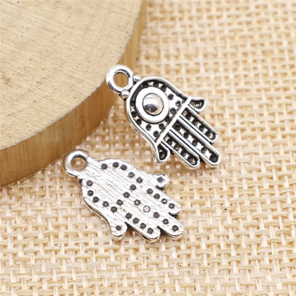 20x12mm 0.9g Multicolor Zinc Alloy Hamsa Hand Charm Pendant for DIY Bracelet Necklace Jewelry Making