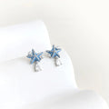 Eco Copper Enamel Starfish Stud Earrings With Micro Pave Zircon Korean Sweet Style