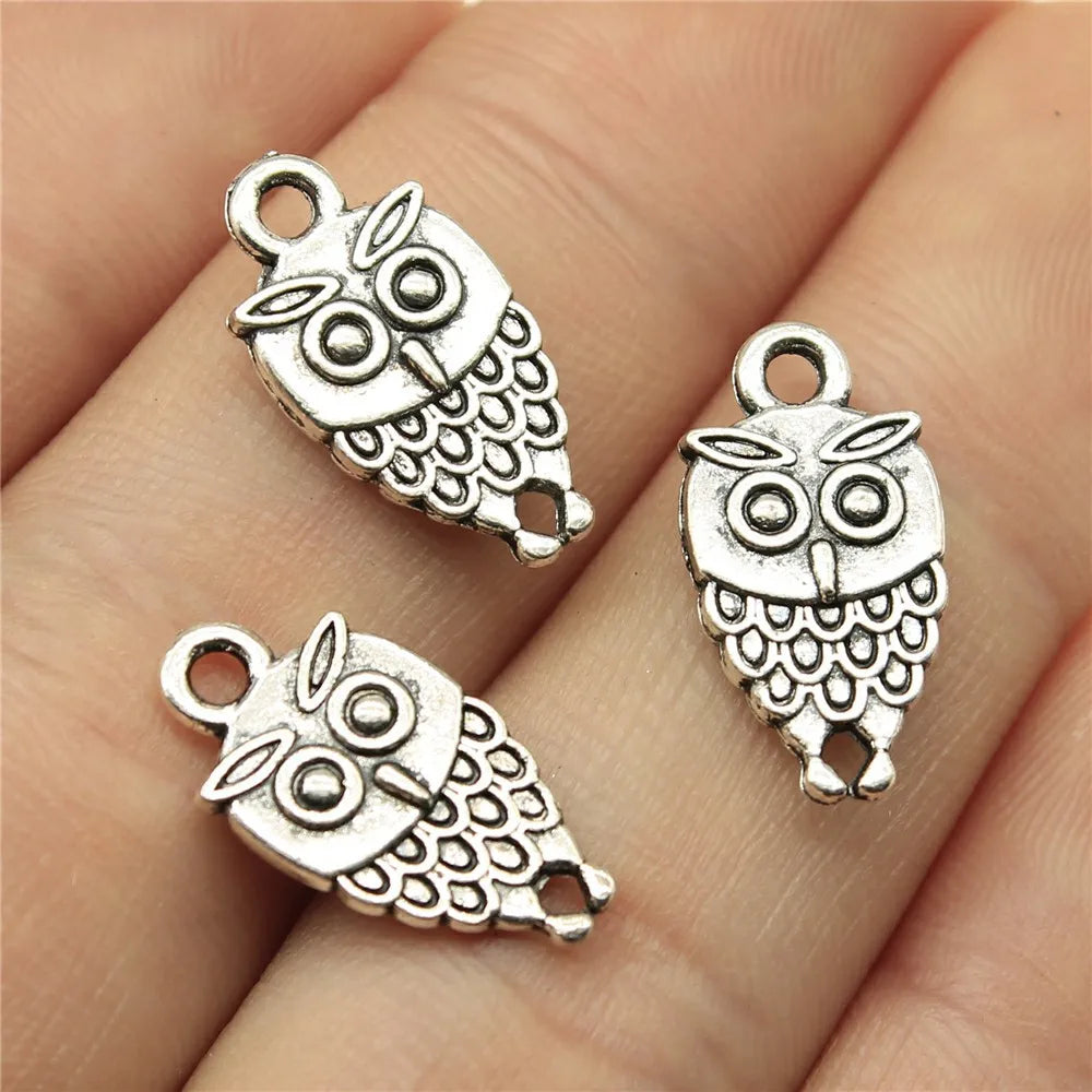 19x9mm 1.2g Multicolor Zinc Alloy Owl Cat Charm Pendant for DIY Necklace Bracelet Jewelry Making