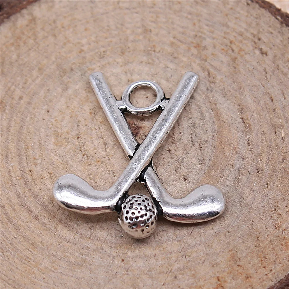 25x22mm 2.1g Antique Silver Zinc Alloy Golf Club Charm Pendant for DIY Necklace Bracelet Jewelry