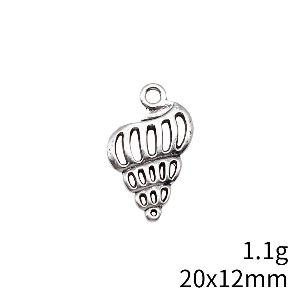 20x12mm 1.1g Antique Silver Zinc Alloy Conch Shell Charm Pendant for Bracelet Necklace DIY Jewelry