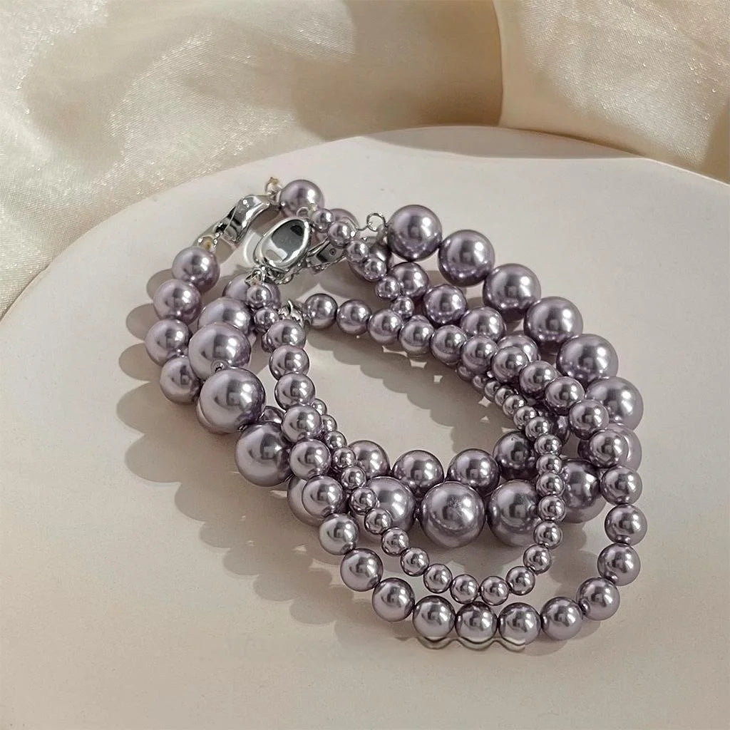 Elegant Glass Pearl Bracelet With Real Gold Plated Geometric Ingot Clasp