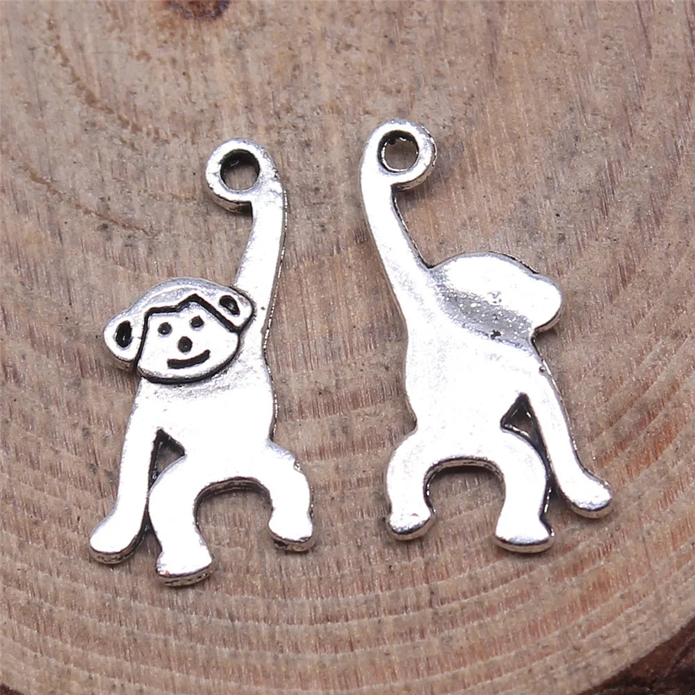 16x8mm 0.5g Antique Silver Zinc Alloy Monkey Charm Pendant for DIY Necklace Bracelet Jewelry Making
