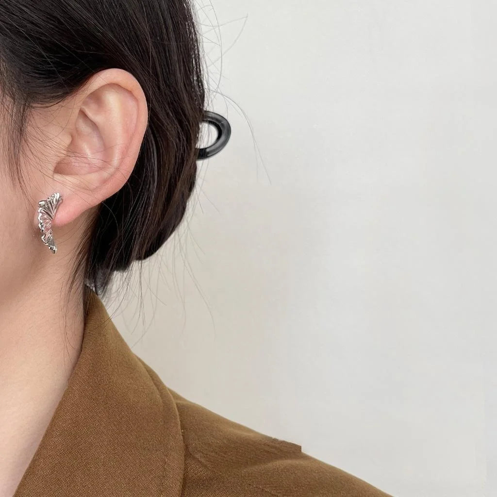 14K Gold Plated Copper Irregular Ruffle Drop Earrings Bohemian Geometric Jewelry