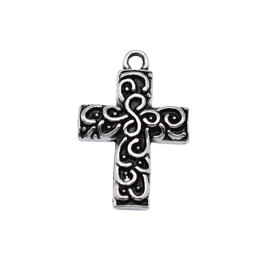 28x19mm 2.6g Antique Silver Zinc Alloy Cross Charm Pendant for DIY Necklace Bracelet Jewelry Making