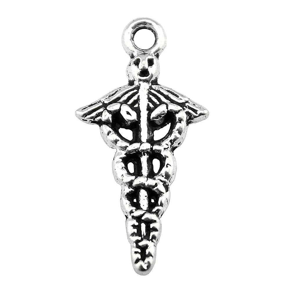 23x11mm 0.9g Antique Silver Zinc Alloy Cane Medical Symbol Charm Pendant for DIY Bracelet Necklace