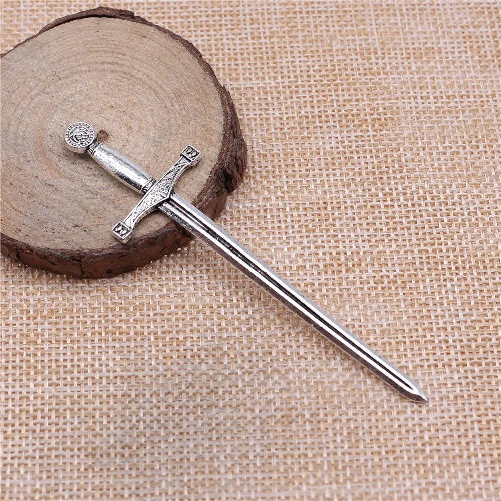 85x23mm 4.4g Multicolor Zinc Alloy Long Sword Fencing Charm Pendant for DIY Jewelry Making